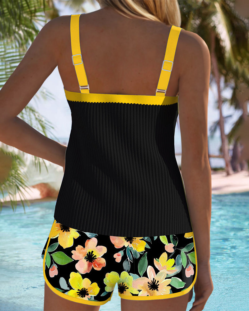 Federica - Ensemble de Tankini avec Pantalons Courts à Rayures