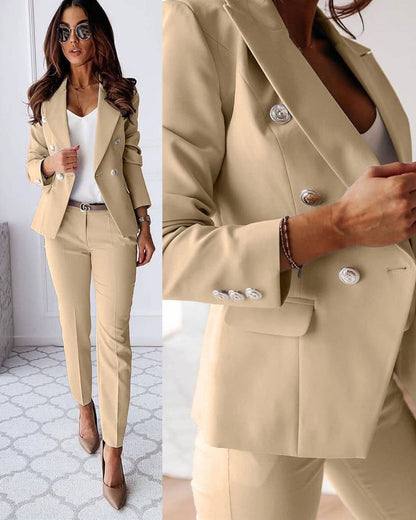 Ensemble Femme Double Boutonnage – Blazer Sur Mesure & Pantalons Élégants