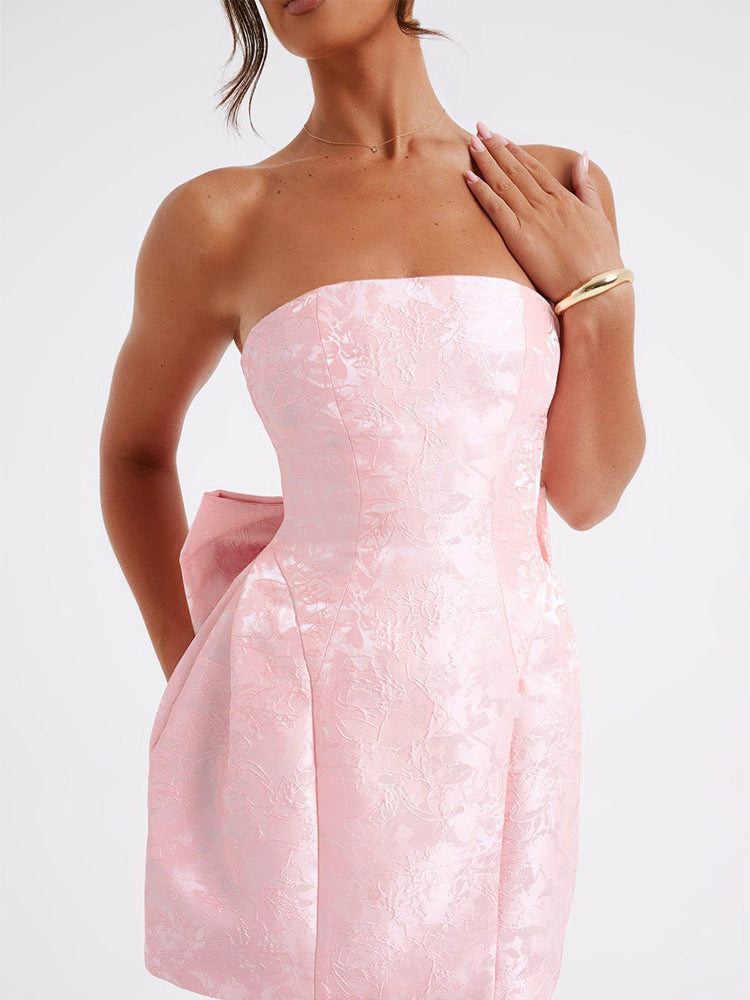 Robe Mini à Nœud Jacquard Amelia
