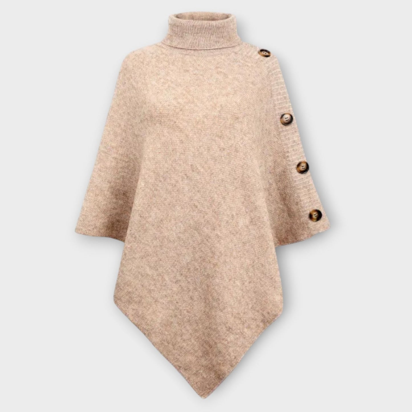 Poncho en Maille Douce avec Détails Boutonnés