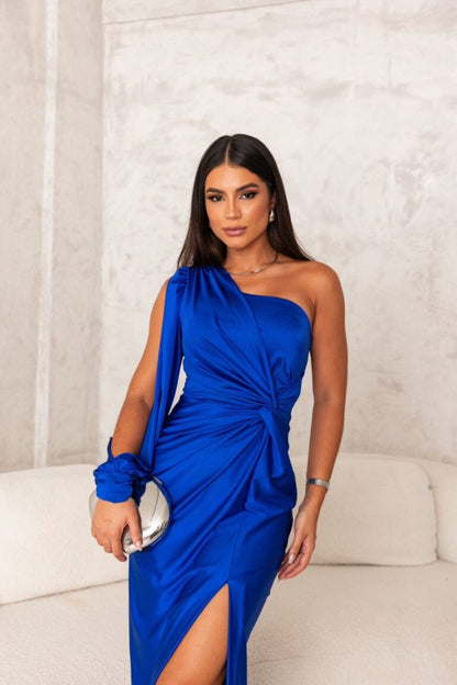 Florencia – Robe satinée à une épaule dénudée, élégante et raffinée