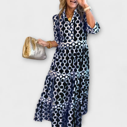 REAGAN – ROBE MIDI AVEC IMPRIMÉ CHAÎNE ÉLÉGANT
