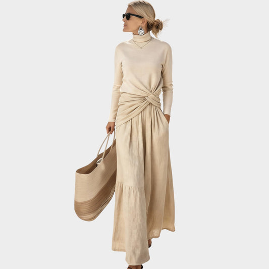Ensemble Élégant avec Taille Tordue et Pantalon Large
