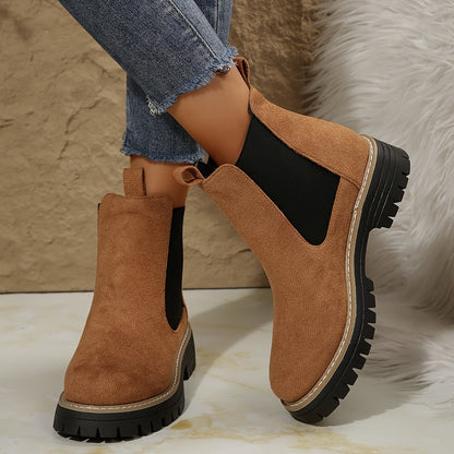 Bottines pour femmes en couleur unie avec semelle épaisse