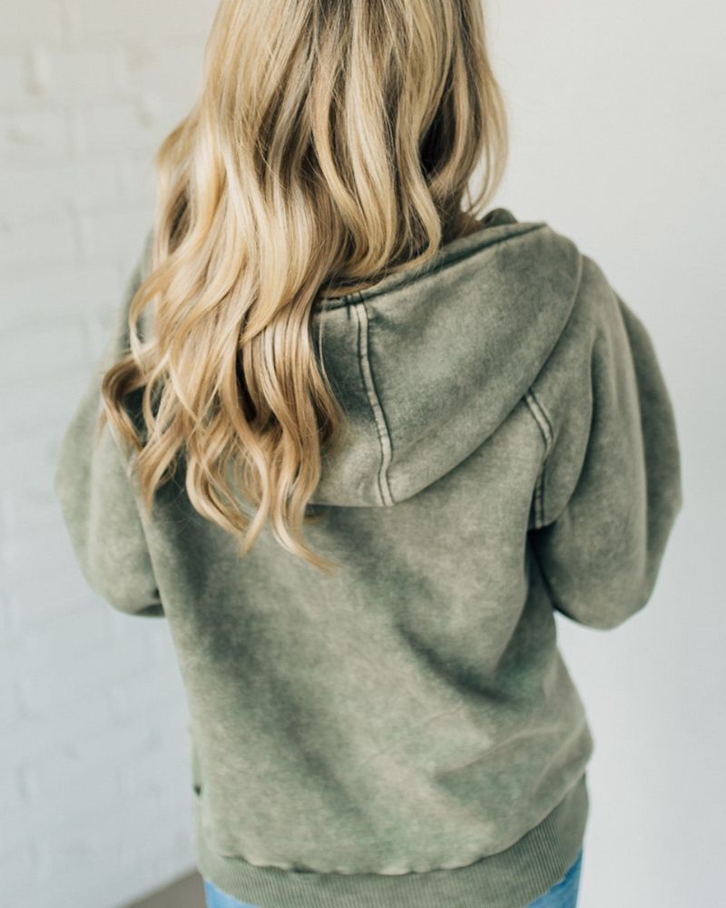 NALAS - Sweat à Capuche Henley en Lavage Acide