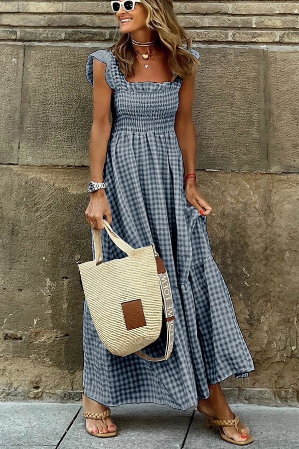 Lily™ - Élégante Robe Maxi à Carreaux