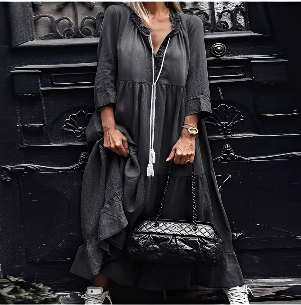 Irénée - Robe longue en denim confortable pour femmes