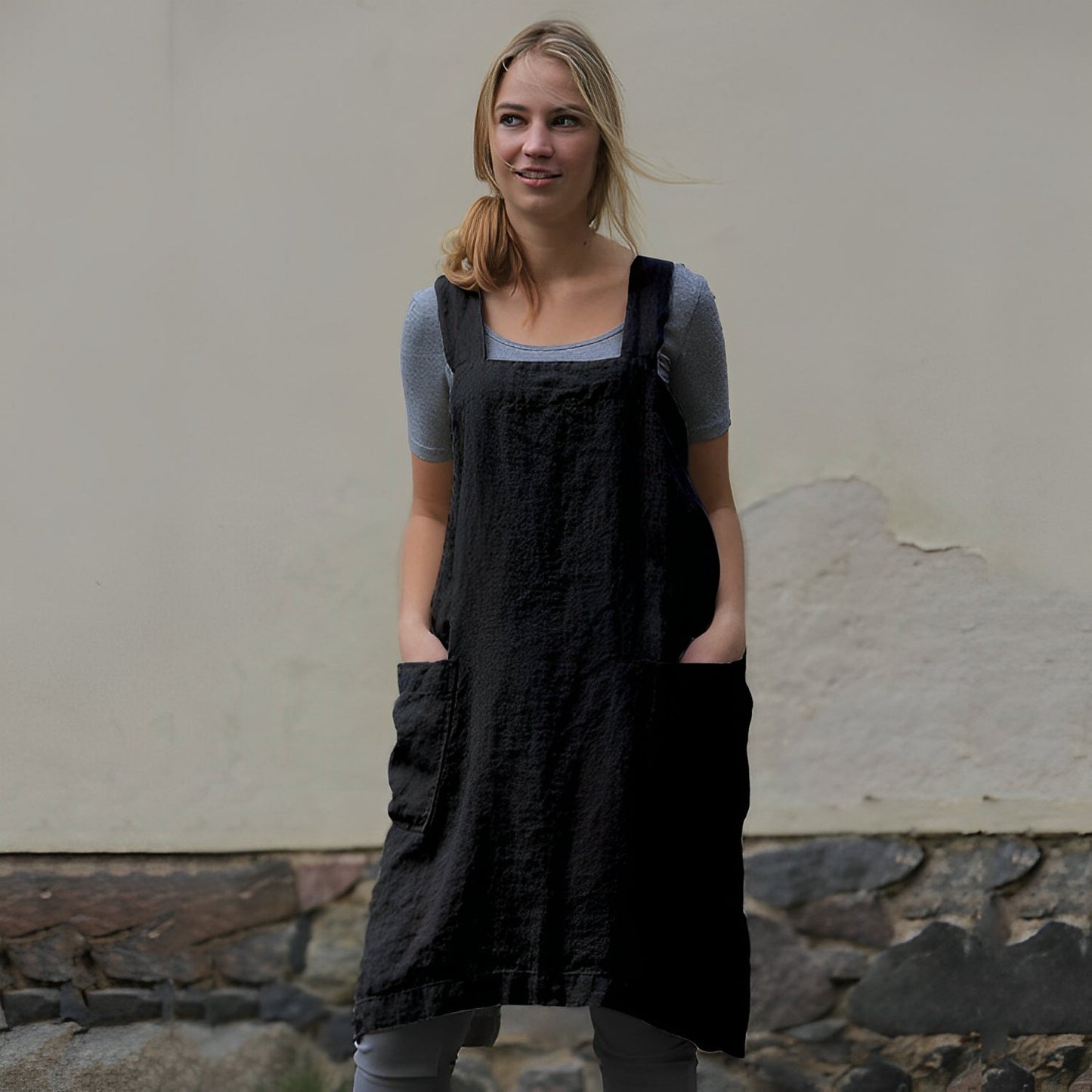 Mozelle - Robe tablier décontractée avec poches pour femmes