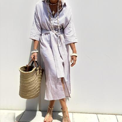 Paulette - Robe chemise rayée classique pour femme