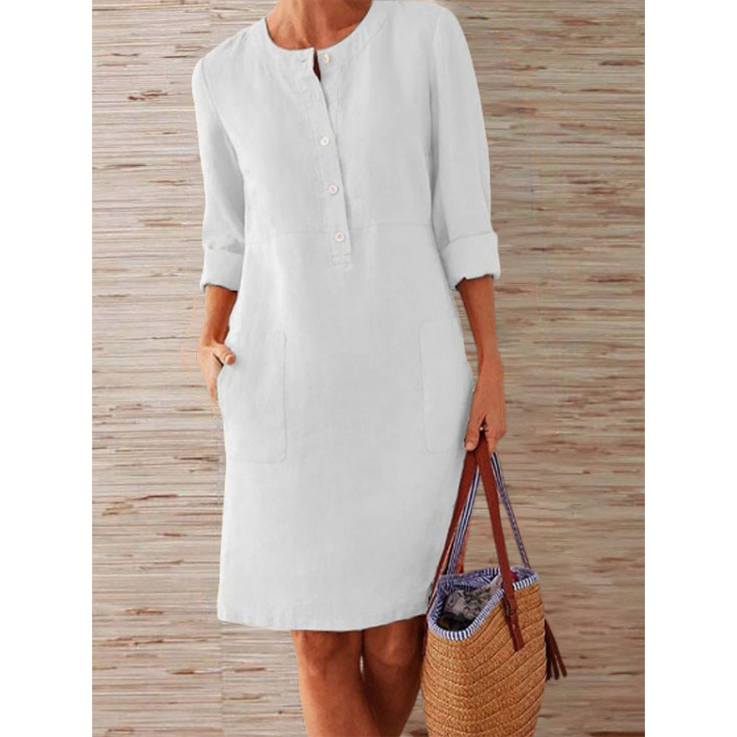 Octavia - Robe unie en coton et lin
