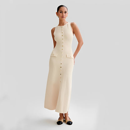 Jessica - Élégant robe midi longue avec boutons pour femmes