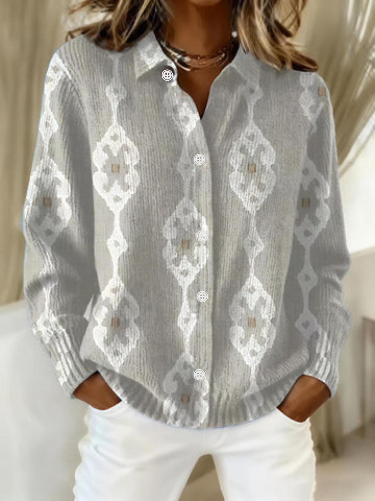 Renee™ – Blouse en Tricot Élégante avec Capuche et Motif en Diamant