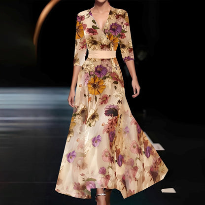 Débora - Robe longue élégante avec motif floral pour femmes