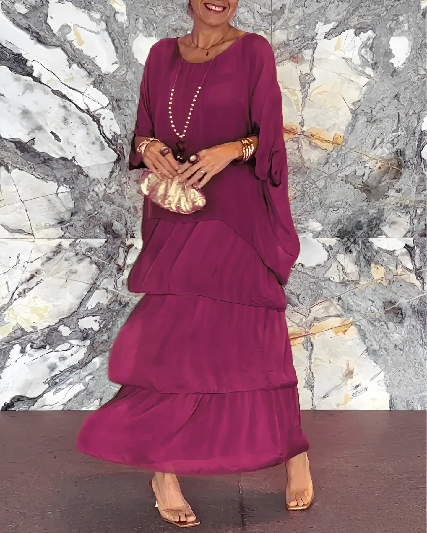 Lillian - Robe en georgette élégante et ample pour femmes