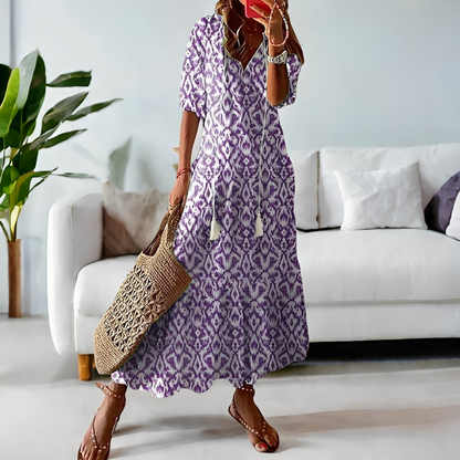 Alica - Robe décontractée ample avec col en V pour femmes