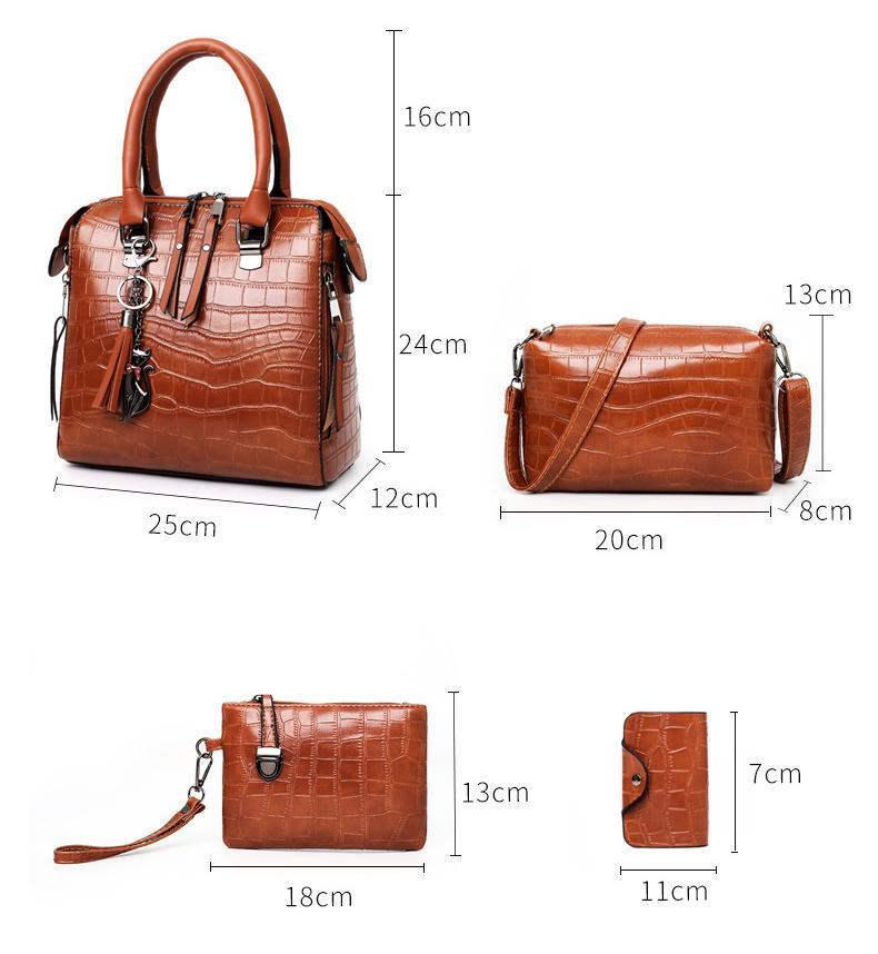 Palmer - Ensemble de Sacs en Cuir à Motif Crocodile en 4 Pièces