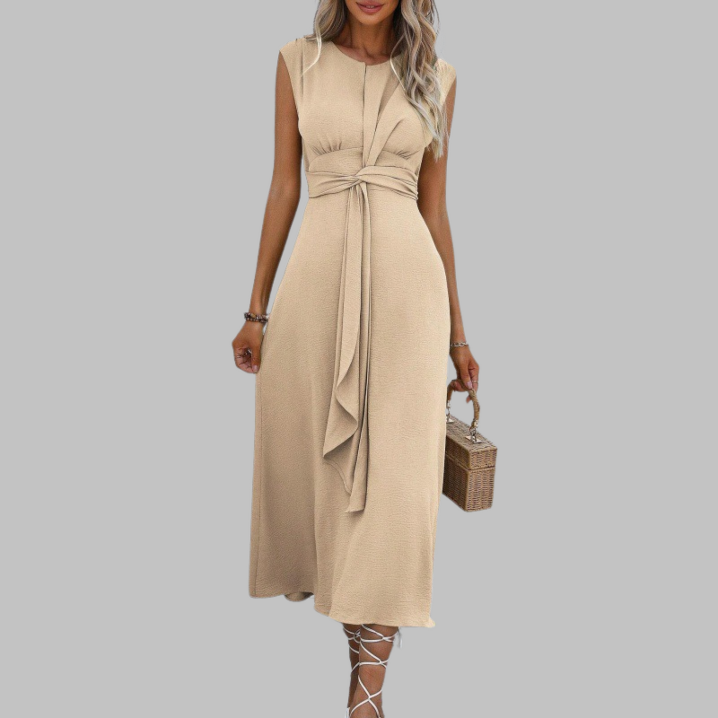Robe Longue Élégante Sans Manches Col Rond - Robe Maxi Chic pour Femme