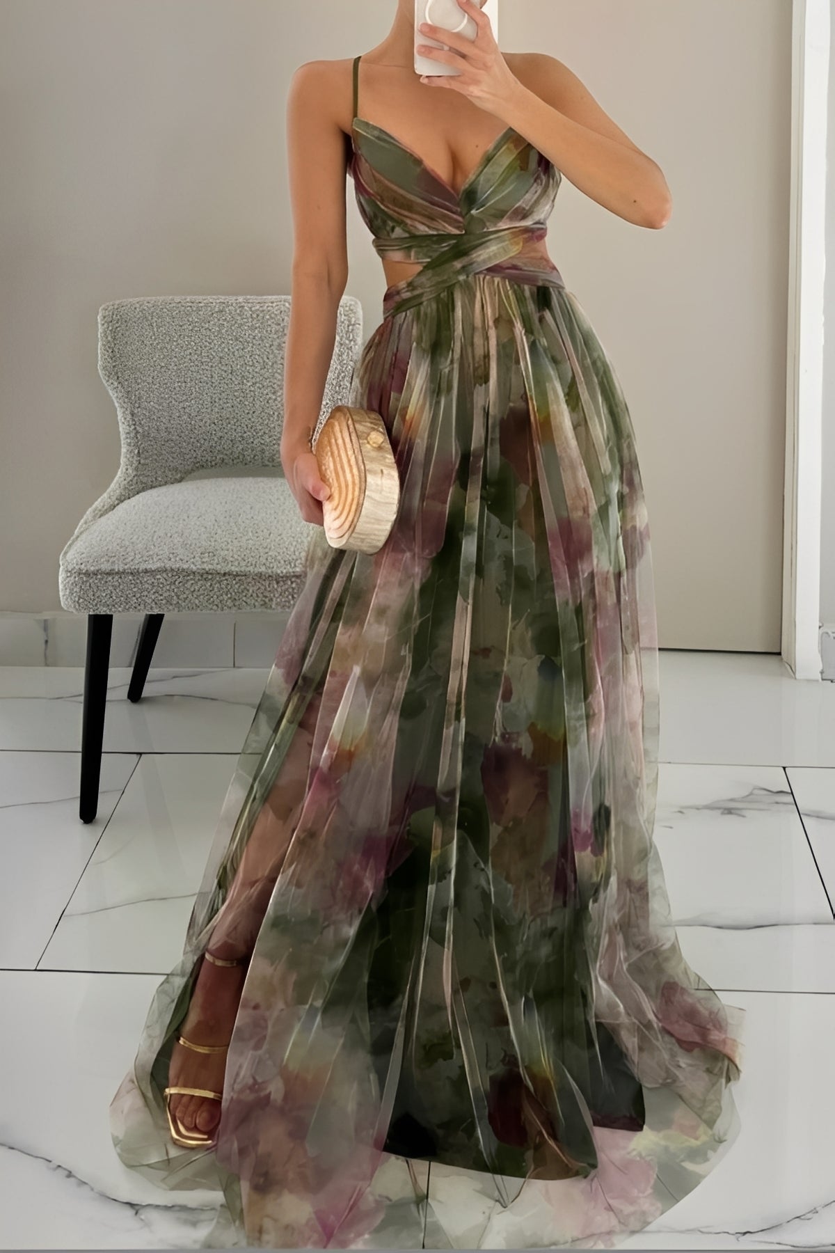 Olivia - Robe longue élégante avec imprimé floral pour femmes