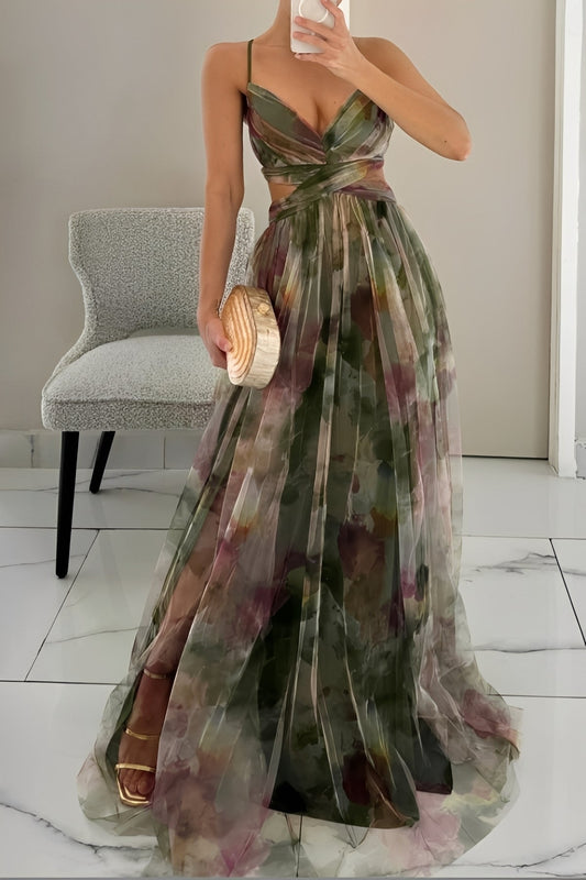 Olivia - Robe longue élégante avec imprimé floral pour femmes
