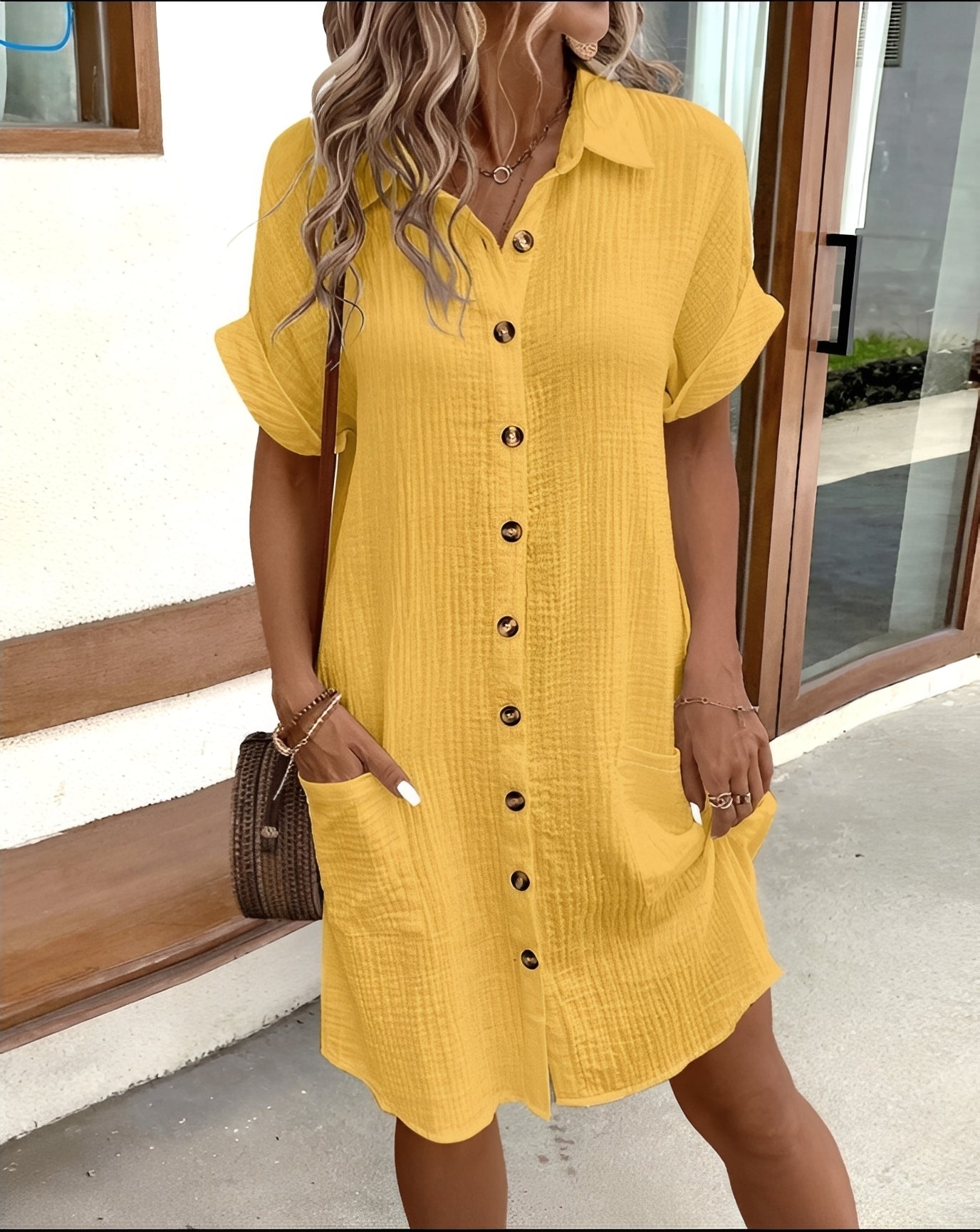 Lowri - Élégant, robe chemise ample pour dames