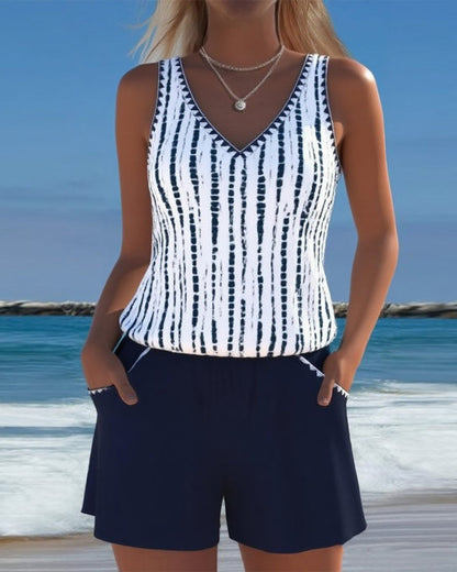 Leslie - Ensemble de Tankini et Pantalons Courts Décontractés