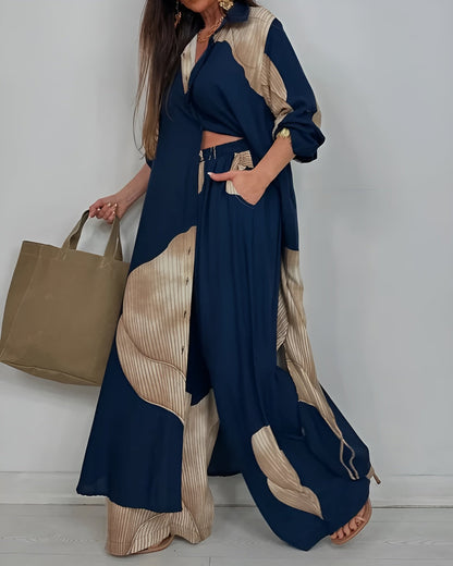 ISABEAU – ENSEMBLE HAUT À IMPRIMÉ PATCHWORK TENDANCE ET PANTALONS AMPLE