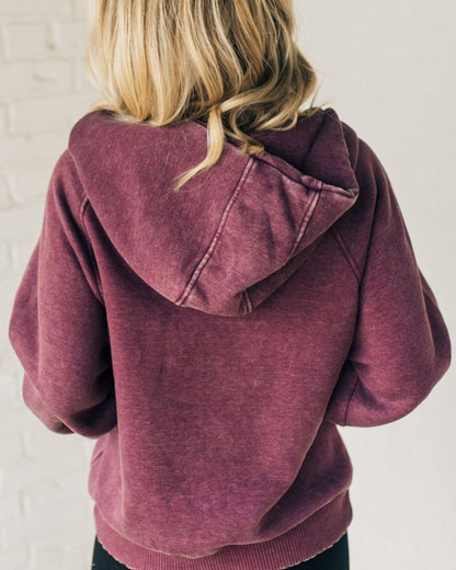 NALAS - Sweat à Capuche Henley en Lavage Acide