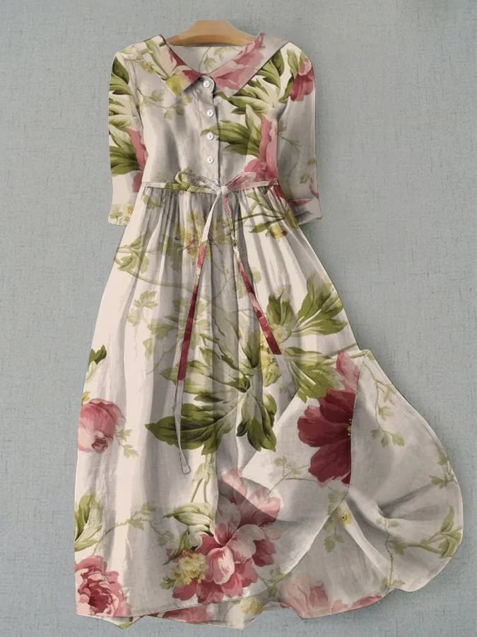 Baylee - Robe Fleurie en Dentelle Vintage avec Taille