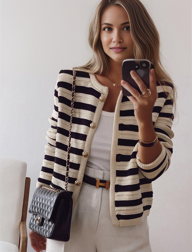 MYLAH | Cardigan Élégant Rayé