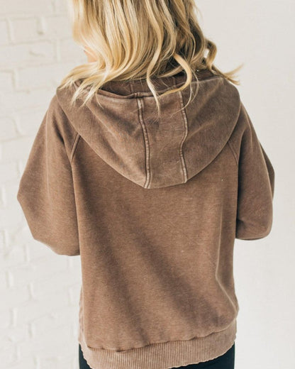 NALAS - Sweat à Capuche Henley en Lavage Acide