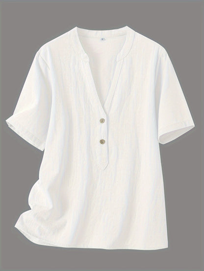 Sharron - Blouse Élégante à Col V avec Boutons