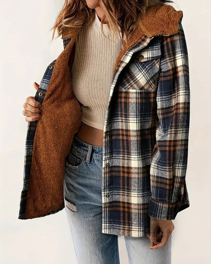 HILARY - Veste à Carreaux avec Doublure en Sherpa