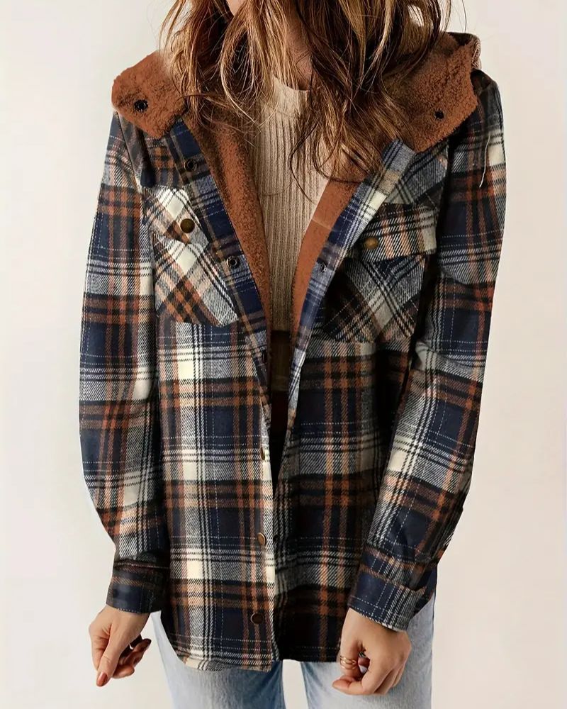HILARY - Veste à Carreaux avec Doublure en Sherpa