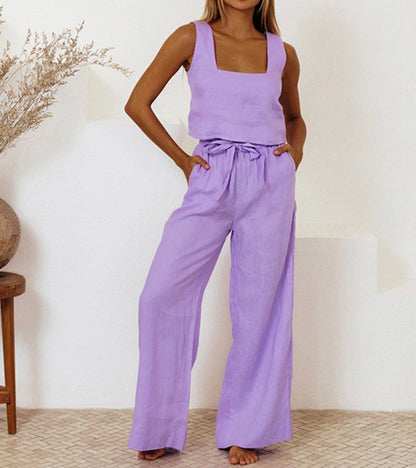 Milena - Ensemble Haut Minimaliste et Pantalon Large