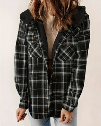 HILARY - Veste à Carreaux avec Doublure en Sherpa