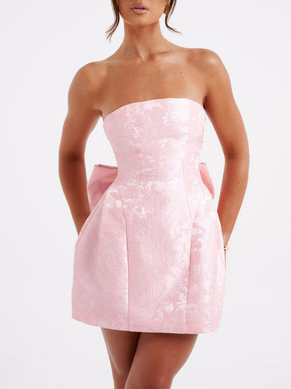 Robe Mini à Nœud Jacquard Amelia
