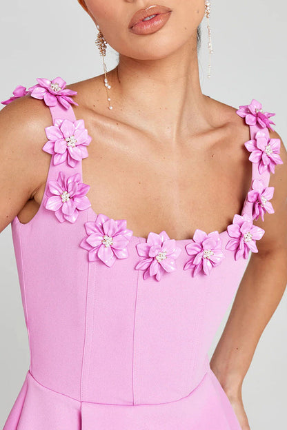 Cindy | Robe Mini Féminine avec Applications Florales