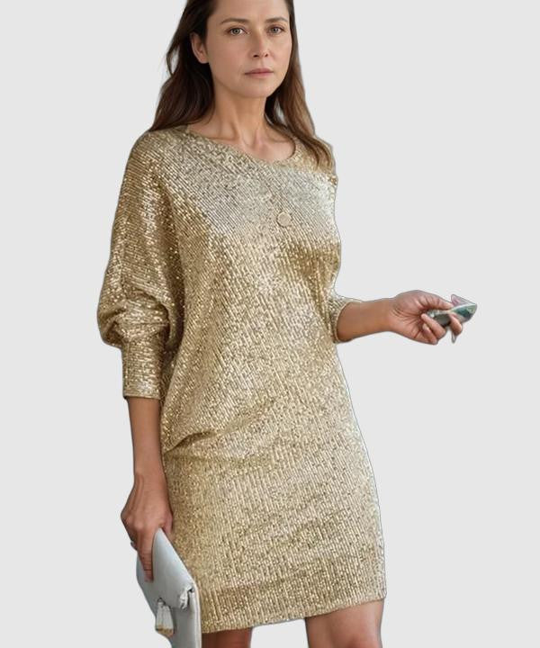 Robe À Paillettes col rond Soirée Pour Femme | Mini