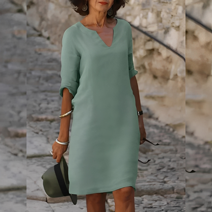 Guilaine - Robe élégante à col en V pour femmes