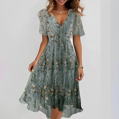 Gemma - Robe midi élégante à manches courtes pour femmes