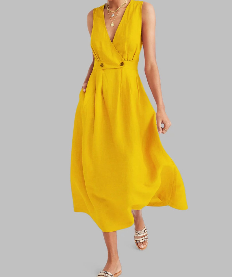 Robe en lin sans manches pour femme