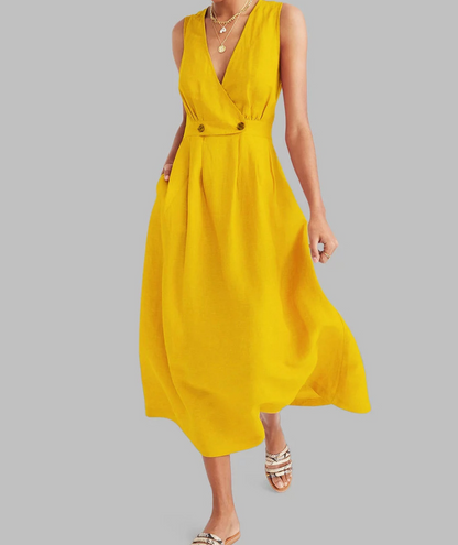 Robe en lin sans manches pour femme