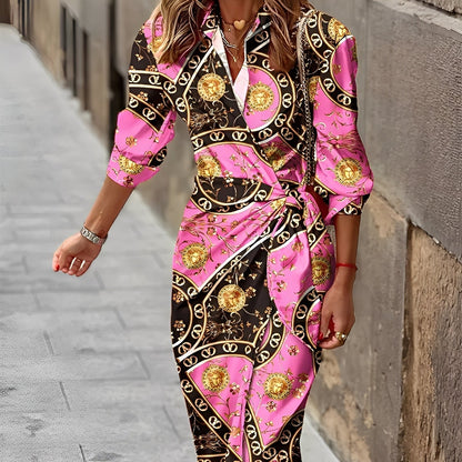 Géraldine - Robe croisée élégante imprimée pour femme