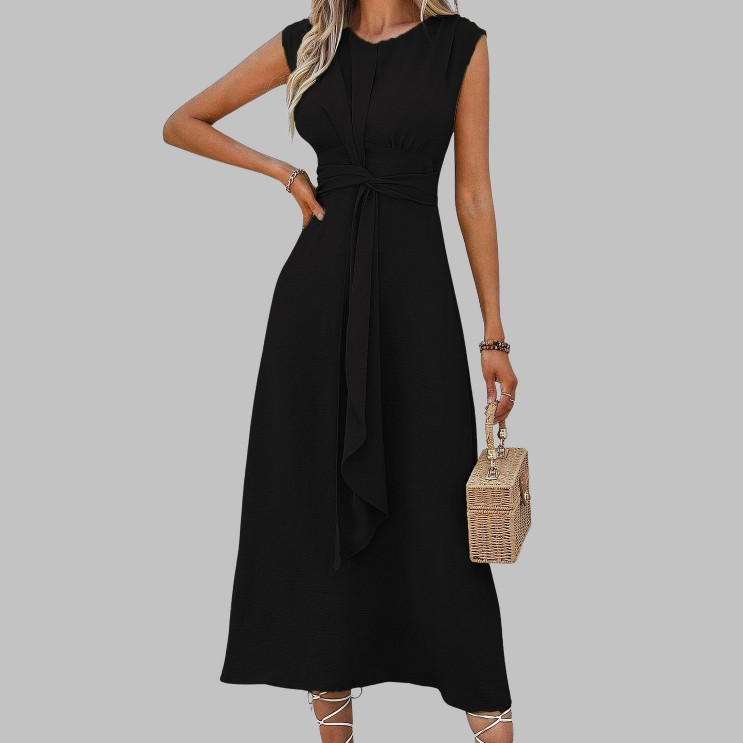 Robe Longue Élégante Sans Manches Col Rond - Robe Maxi Chic pour Femme