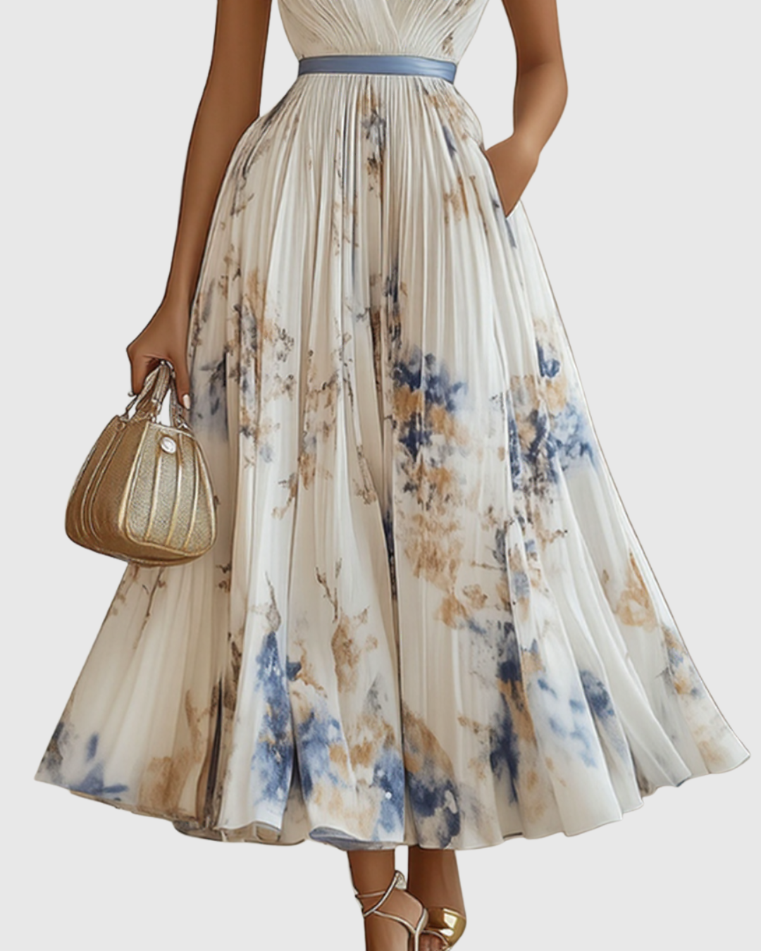 Robe Longue Plissée Élégante Rowella - Maxi Robe Fluide Femme