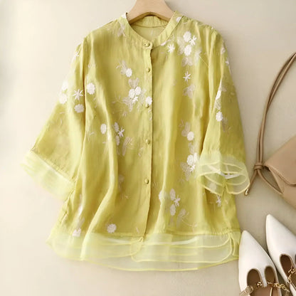 Carmelita – Blouse Transparente Brodée