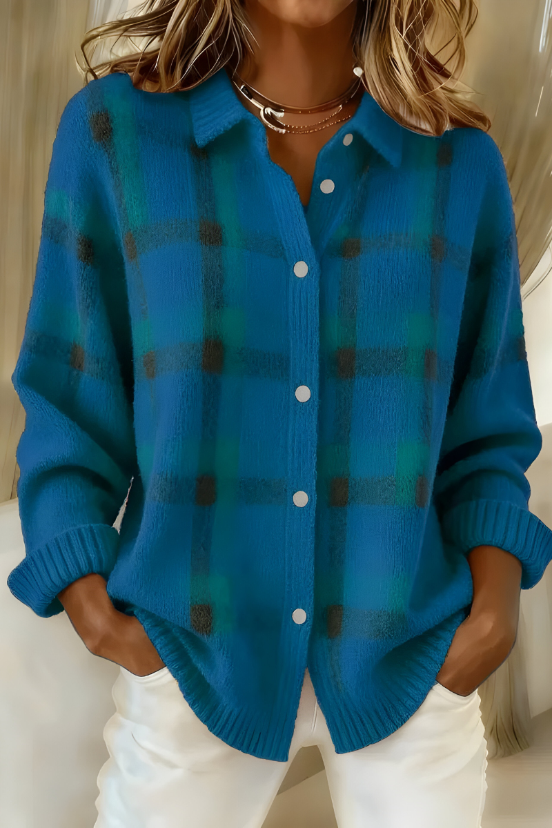 Anna - Cardigan à carreaux en tricot doux