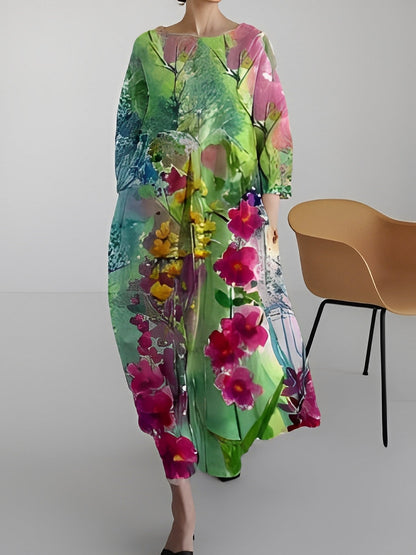 Claudia - Robe multicolore à manches mi-longues pour femmes