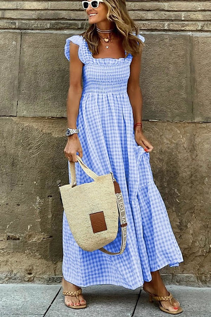 Lily™ - Élégante Robe Maxi à Carreaux