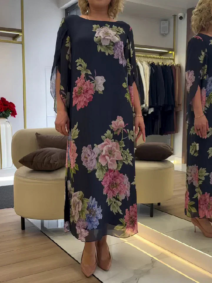 Robe Maxi à Imprimé Floral en Chiffon Léger et Confortable